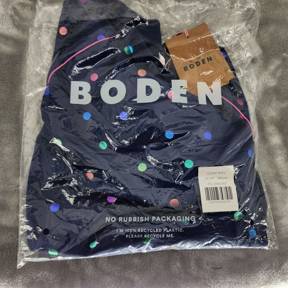 NWT Mini Boden Kids 10-11Y Navy Blue Sunsafe Patterned Rash Vest